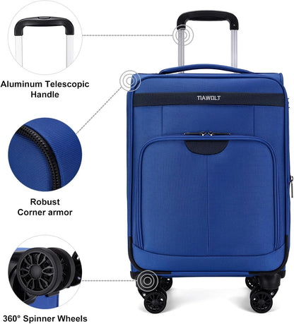 Underseater Carry-On Luggage Airline Approved with Spinner Wheels, 16 Inch Luggage with TSA Lock, Overnight Rolling Softside Suitcases for Women,Purple