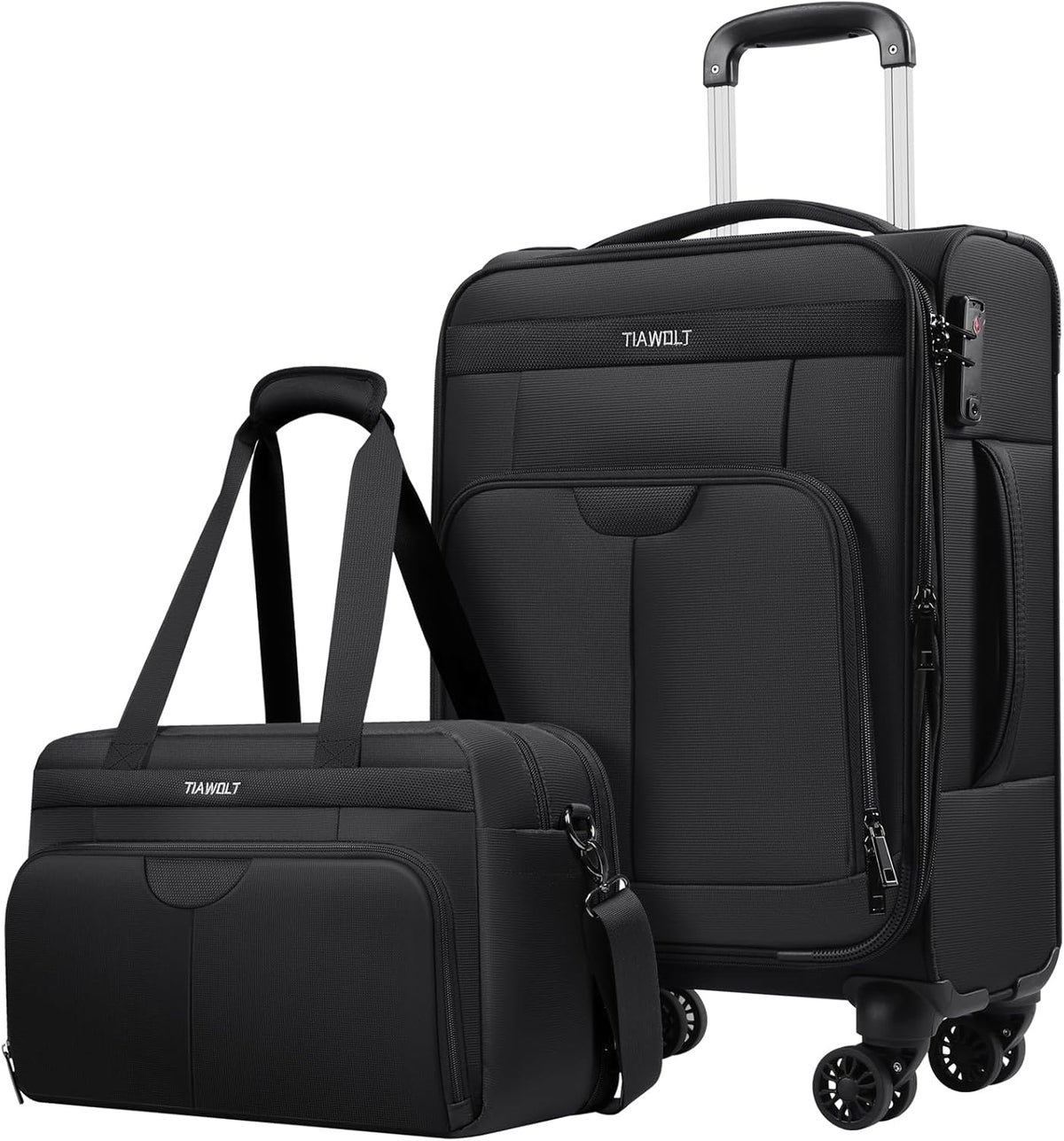 Underseater Carry-On Luggage Airline Approved with Spinner Wheels, 16 Inch Luggage with TSA Lock, Overnight Rolling Softside Suitcases for Women,Purple