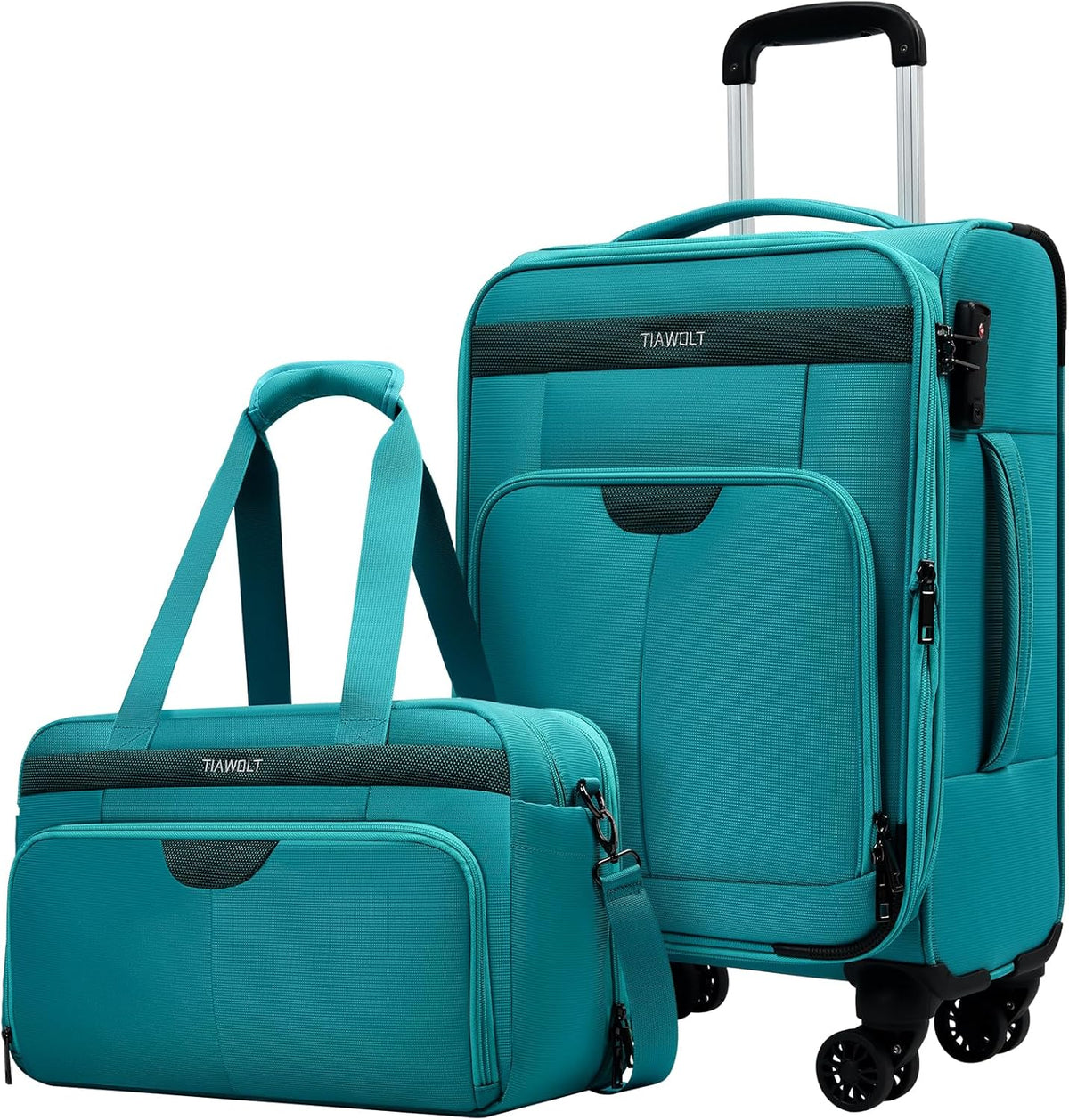 Underseater Carry-On Luggage Airline Approved with Spinner Wheels, 16 Inch Luggage with TSA Lock, Overnight Rolling Softside Suitcases for Women,Purple