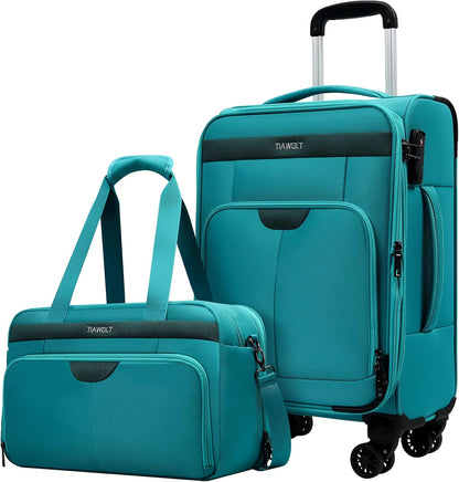 Underseater Carry-On Luggage Airline Approved with Spinner Wheels, 16 Inch Luggage with TSA Lock, Overnight Rolling Softside Suitcases for Women,Purple