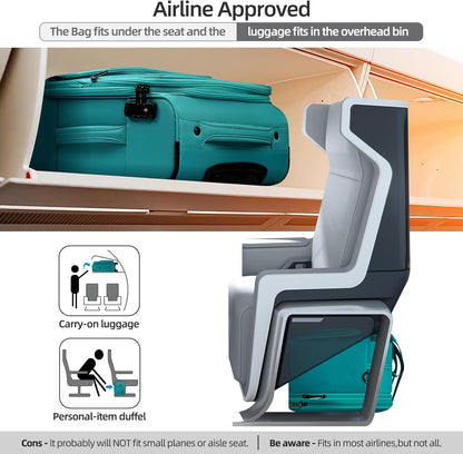 Underseater Carry-On Luggage Airline Approved with Spinner Wheels, 16 Inch Luggage with TSA Lock, Overnight Rolling Softside Suitcases for Women,Purple