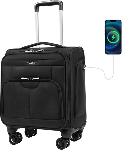 Underseater Carry-On Luggage Airline Approved with Spinner Wheels, 16 Inch Luggage with TSA Lock, Overnight Rolling Softside Suitcases for Women,Purple
