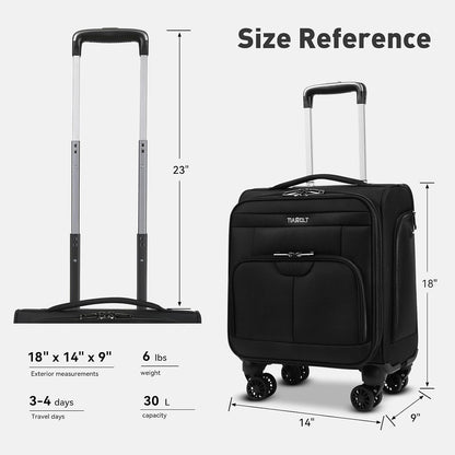 Underseater Carry-On Luggage Airline Approved with Spinner Wheels, 16 Inch Luggage with TSA Lock, Overnight Rolling Softside Suitcases for Women,Purple