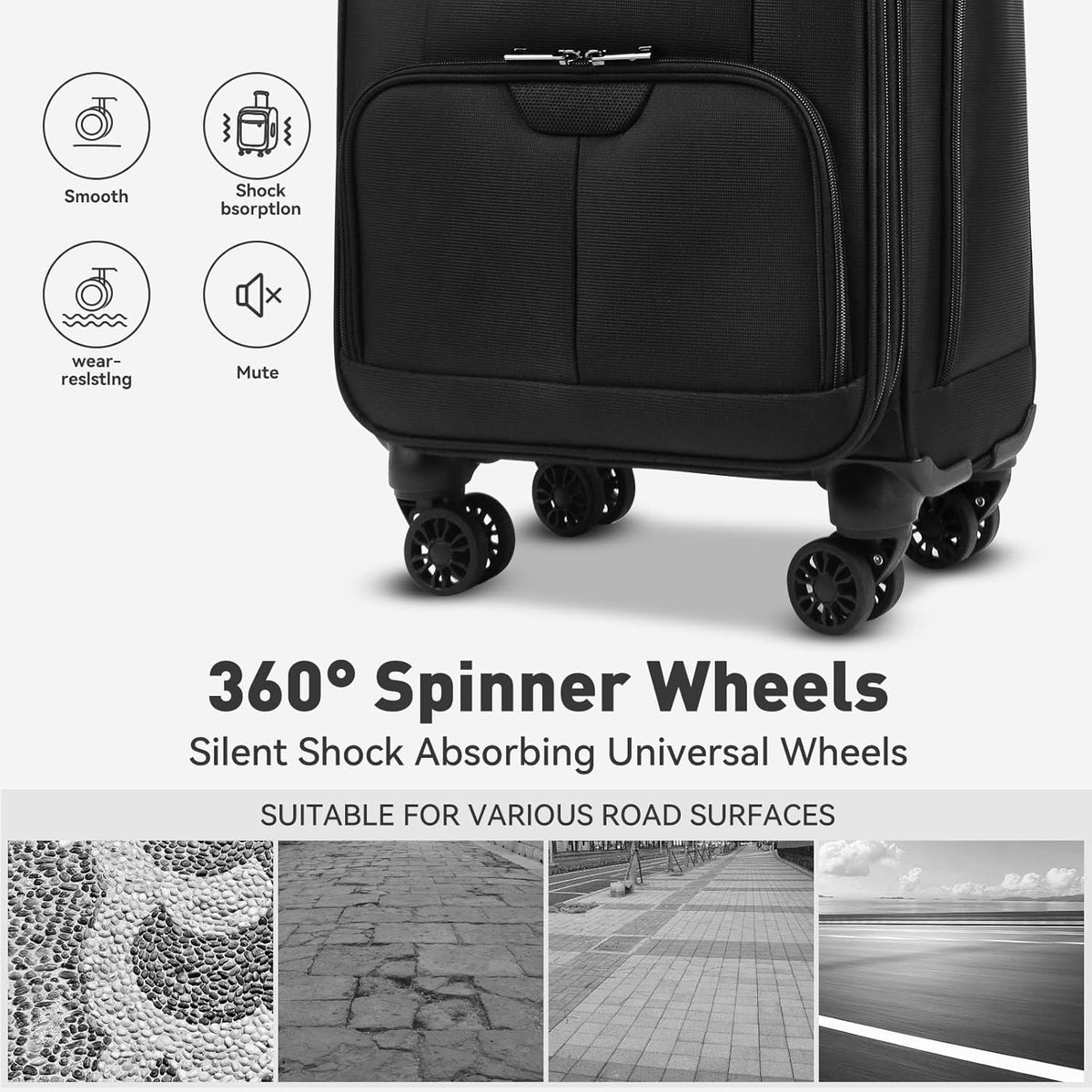 Underseater Carry-On Luggage Airline Approved with Spinner Wheels, 16 Inch Luggage with TSA Lock, Overnight Rolling Softside Suitcases for Women,Purple