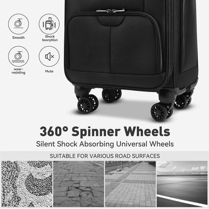 Underseater Carry-On Luggage Airline Approved with Spinner Wheels, 16 Inch Luggage with TSA Lock, Overnight Rolling Softside Suitcases for Women,Purple