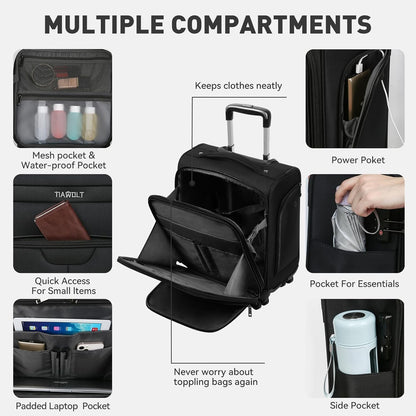 Underseater Carry-On Luggage Airline Approved with Spinner Wheels, 16 Inch Luggage with TSA Lock, Overnight Rolling Softside Suitcases for Women,Purple