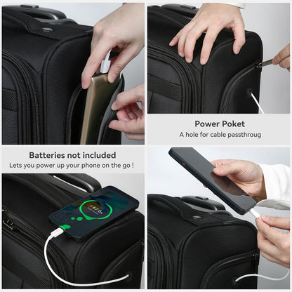 Underseater Carry-On Luggage Airline Approved with Spinner Wheels, 16 Inch Luggage with TSA Lock, Overnight Rolling Softside Suitcases for Women,Purple