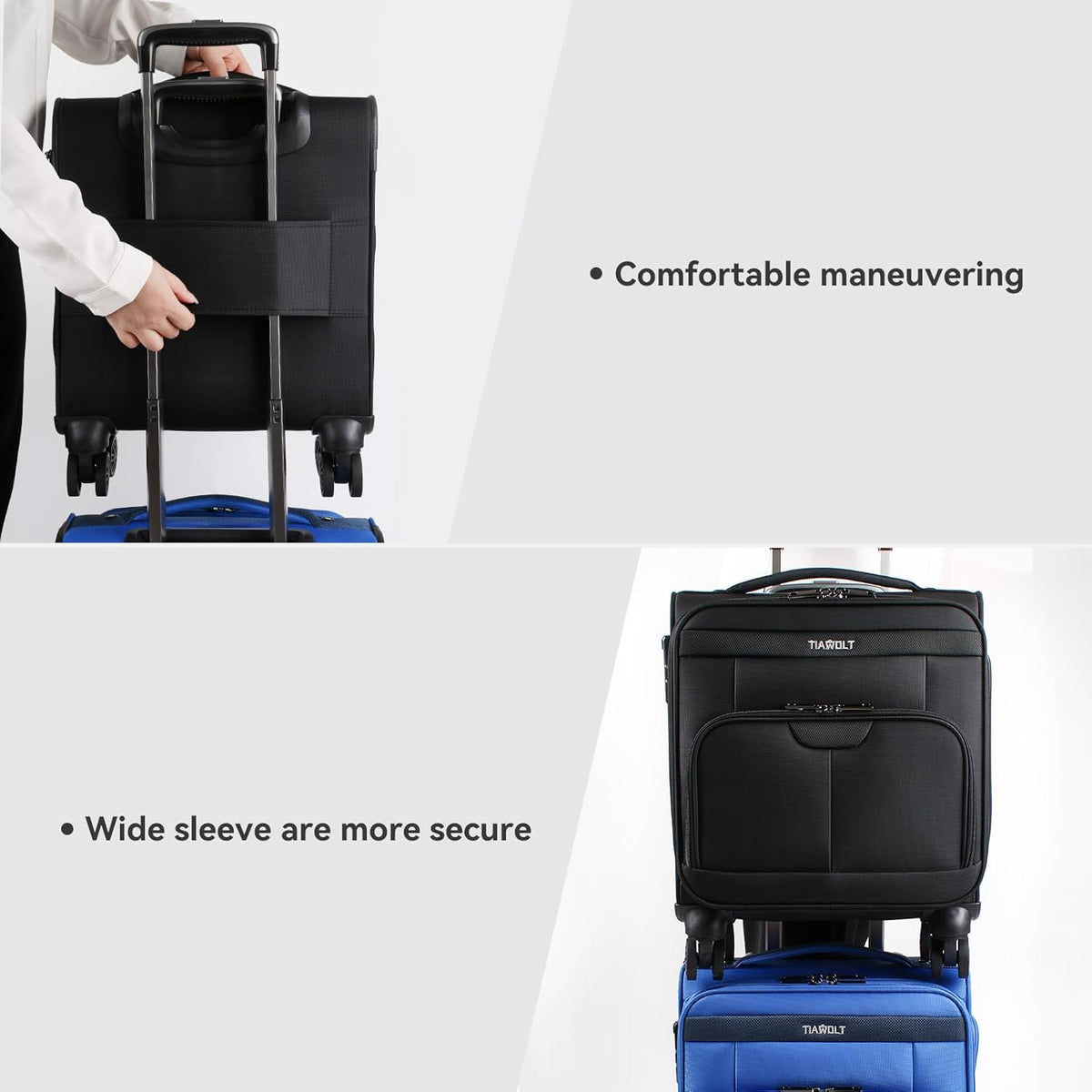 Underseater Carry-On Luggage Airline Approved with Spinner Wheels, 16 Inch Luggage with TSA Lock, Overnight Rolling Softside Suitcases for Women,Purple