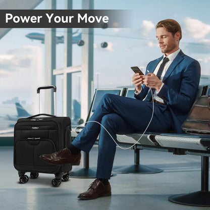 Underseater Carry-On Luggage Airline Approved with Spinner Wheels, 16 Inch Luggage with TSA Lock, Overnight Rolling Softside Suitcases for Women,Purple