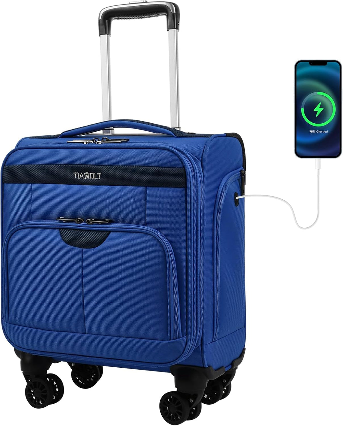 Underseater Carry-On Luggage Airline Approved with Spinner Wheels, 16 Inch Luggage with TSA Lock, Overnight Rolling Softside Suitcases for Women,Purple