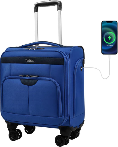 Underseater Carry-On Luggage Airline Approved with Spinner Wheels, 16 Inch Luggage with TSA Lock, Overnight Rolling Softside Suitcases for Women,Purple