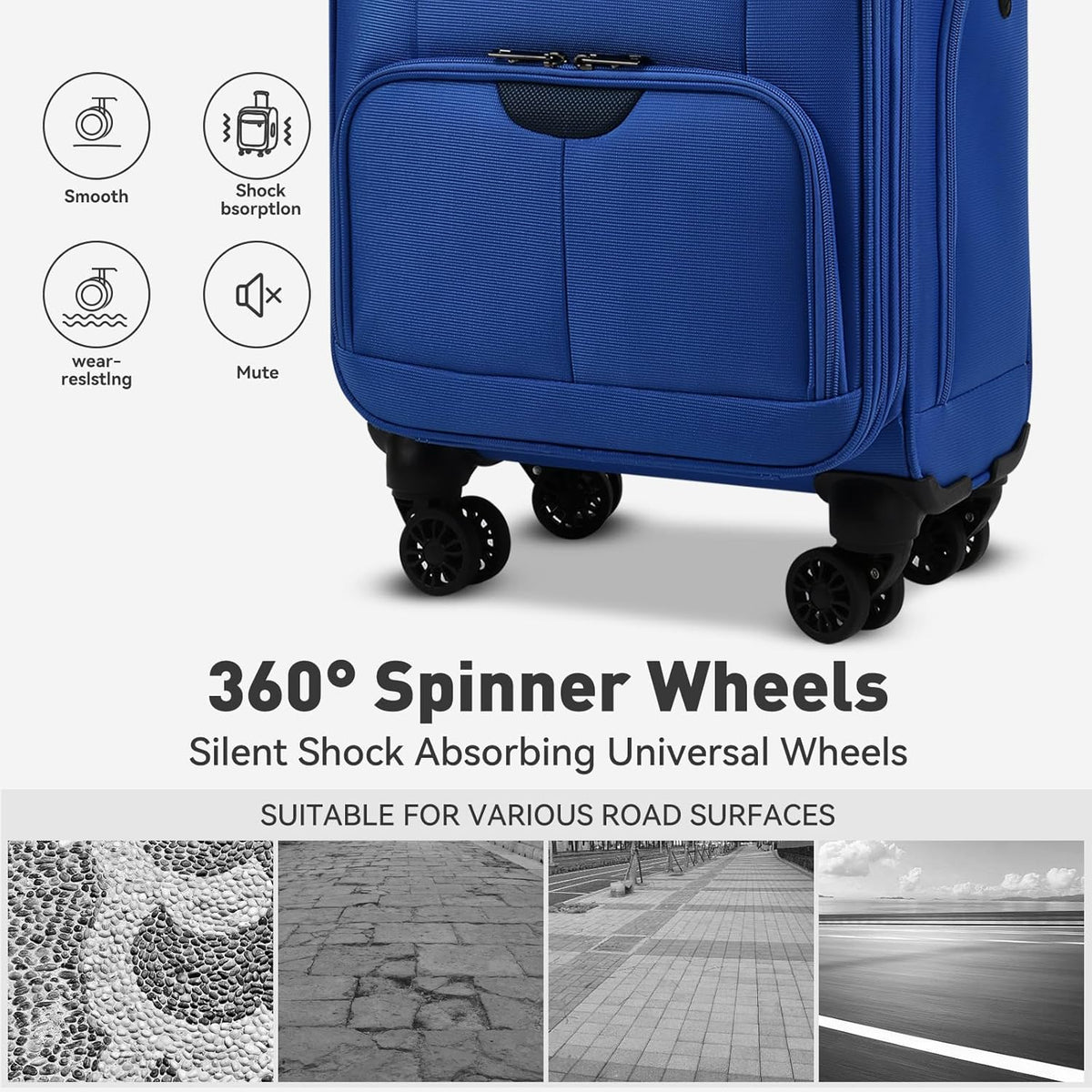 Underseater Carry-On Luggage Airline Approved with Spinner Wheels, 16 Inch Luggage with TSA Lock, Overnight Rolling Softside Suitcases for Women,Purple