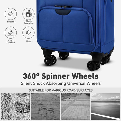 Underseater Carry-On Luggage Airline Approved with Spinner Wheels, 16 Inch Luggage with TSA Lock, Overnight Rolling Softside Suitcases for Women,Purple