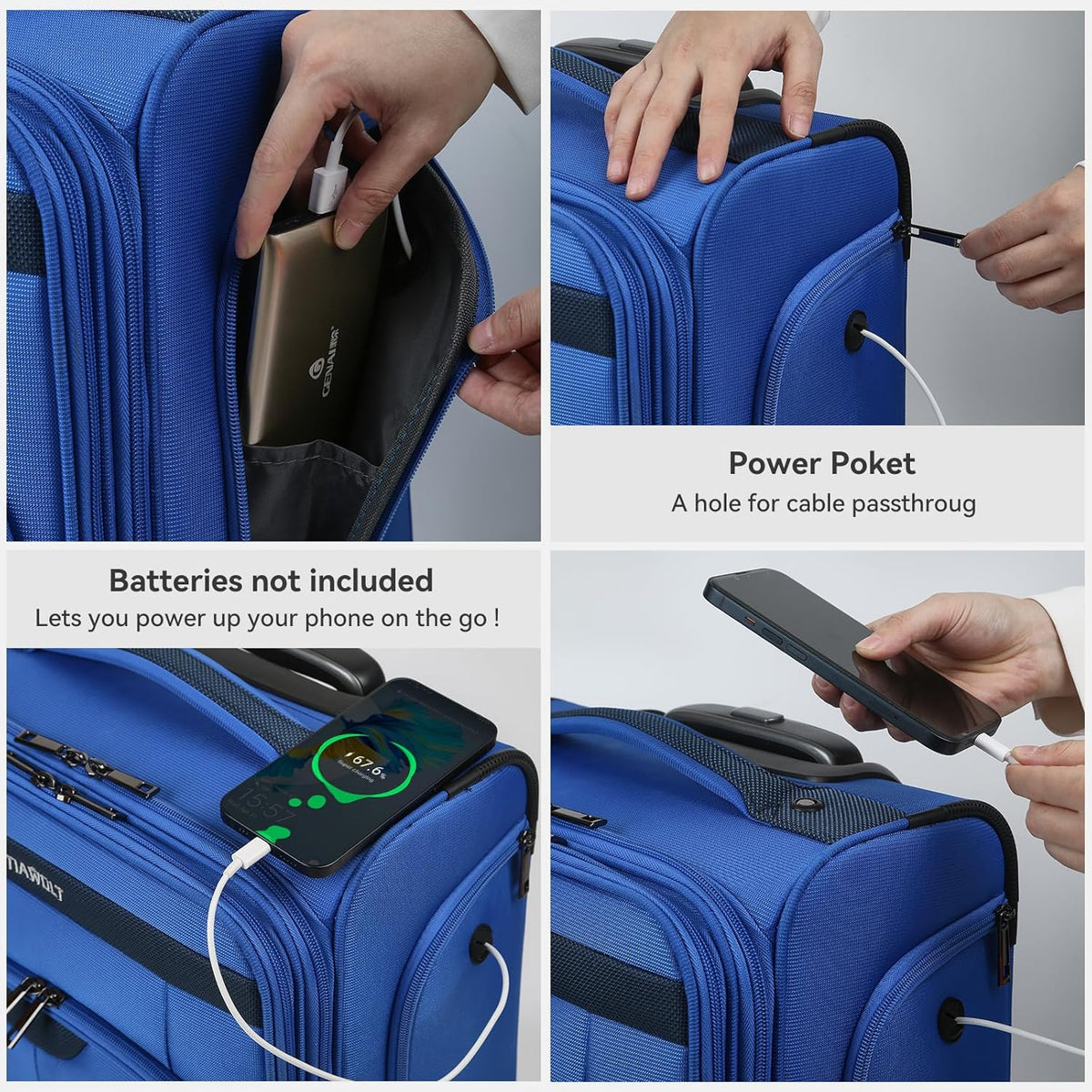 Underseater Carry-On Luggage Airline Approved with Spinner Wheels, 16 Inch Luggage with TSA Lock, Overnight Rolling Softside Suitcases for Women,Purple