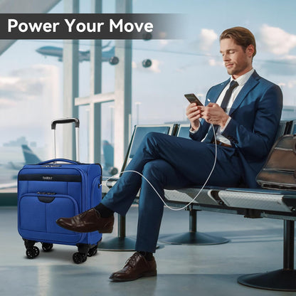 Underseater Carry-On Luggage Airline Approved with Spinner Wheels, 16 Inch Luggage with TSA Lock, Overnight Rolling Softside Suitcases for Women,Purple