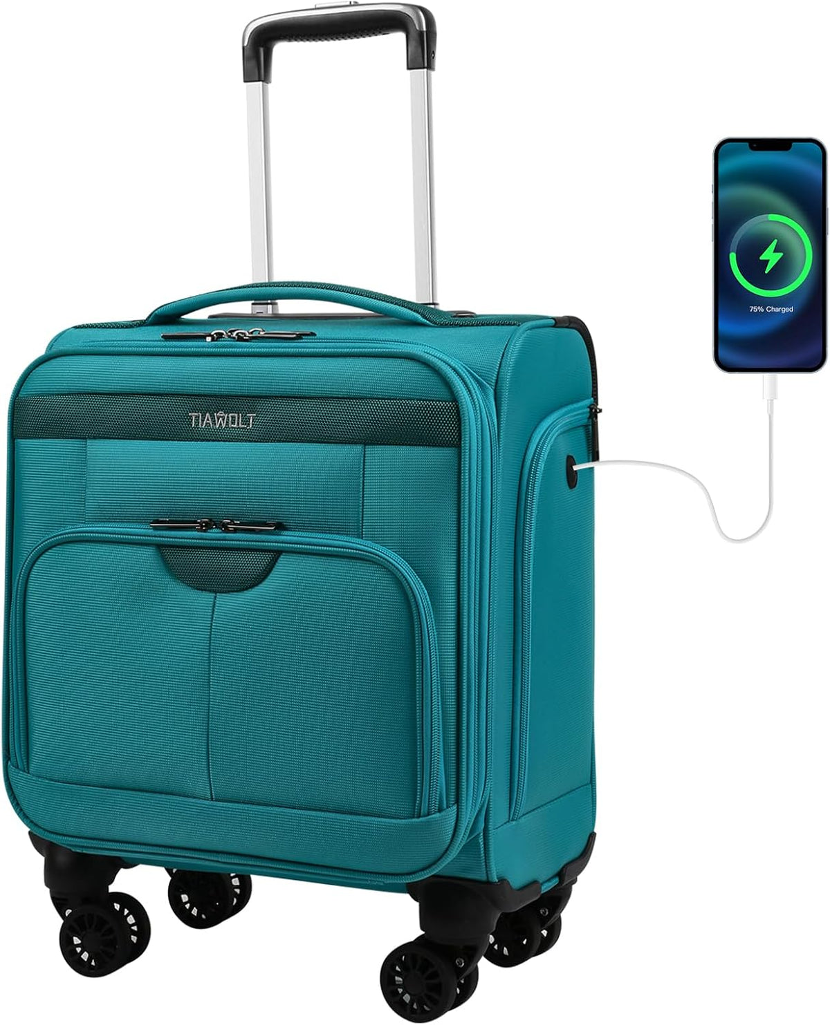 Underseater Carry-On Luggage Airline Approved with Spinner Wheels, 16 Inch Luggage with TSA Lock, Overnight Rolling Softside Suitcases for Women,Purple