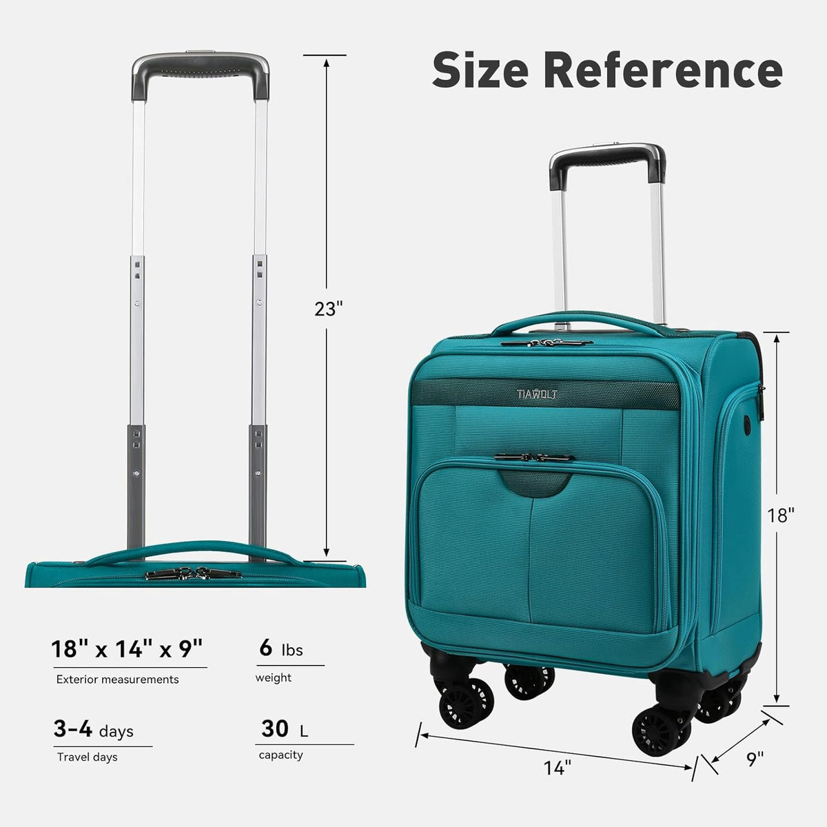 Underseater Carry-On Luggage Airline Approved with Spinner Wheels, 16 Inch Luggage with TSA Lock, Overnight Rolling Softside Suitcases for Women,Purple