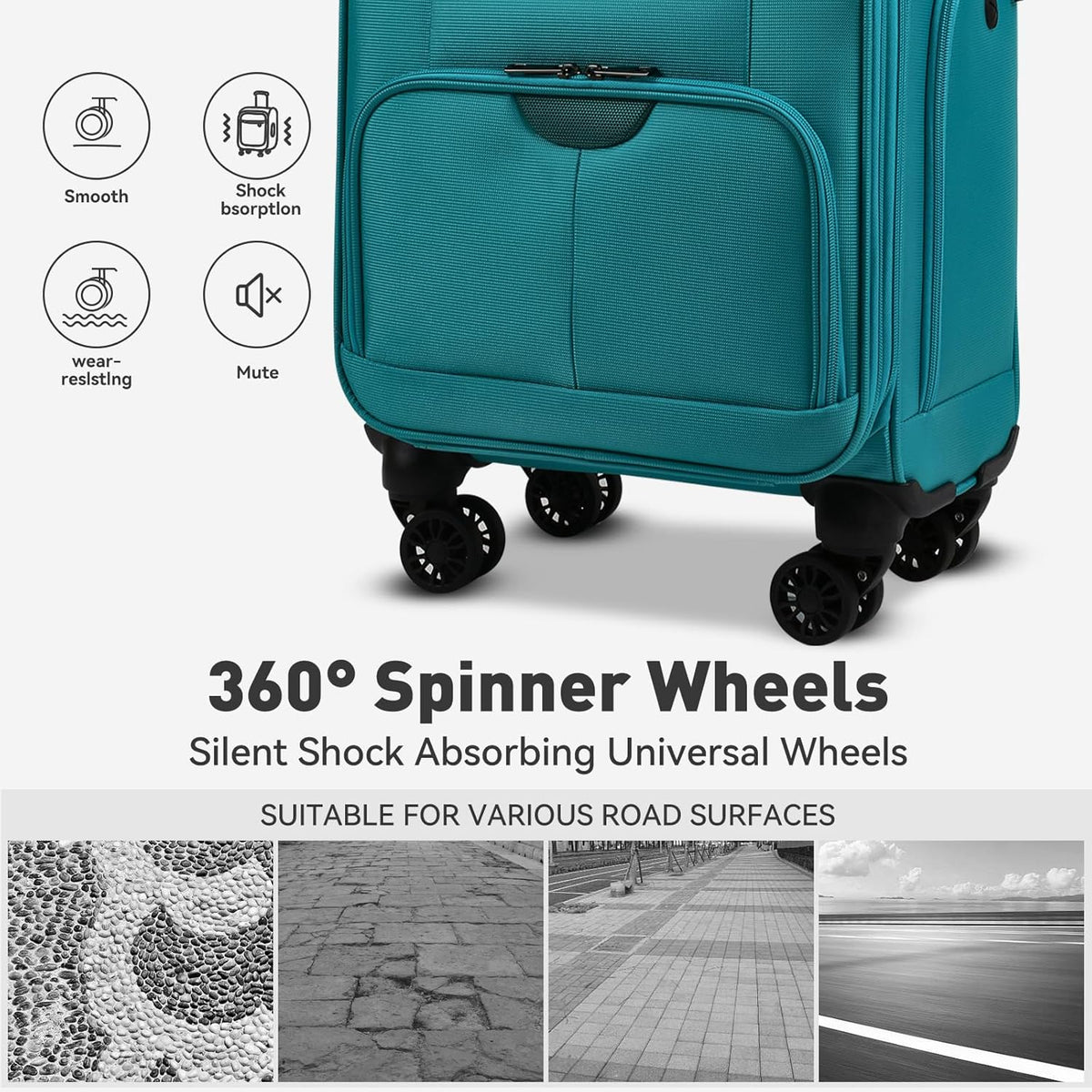 Underseater Carry-On Luggage Airline Approved with Spinner Wheels, 16 Inch Luggage with TSA Lock, Overnight Rolling Softside Suitcases for Women,Purple