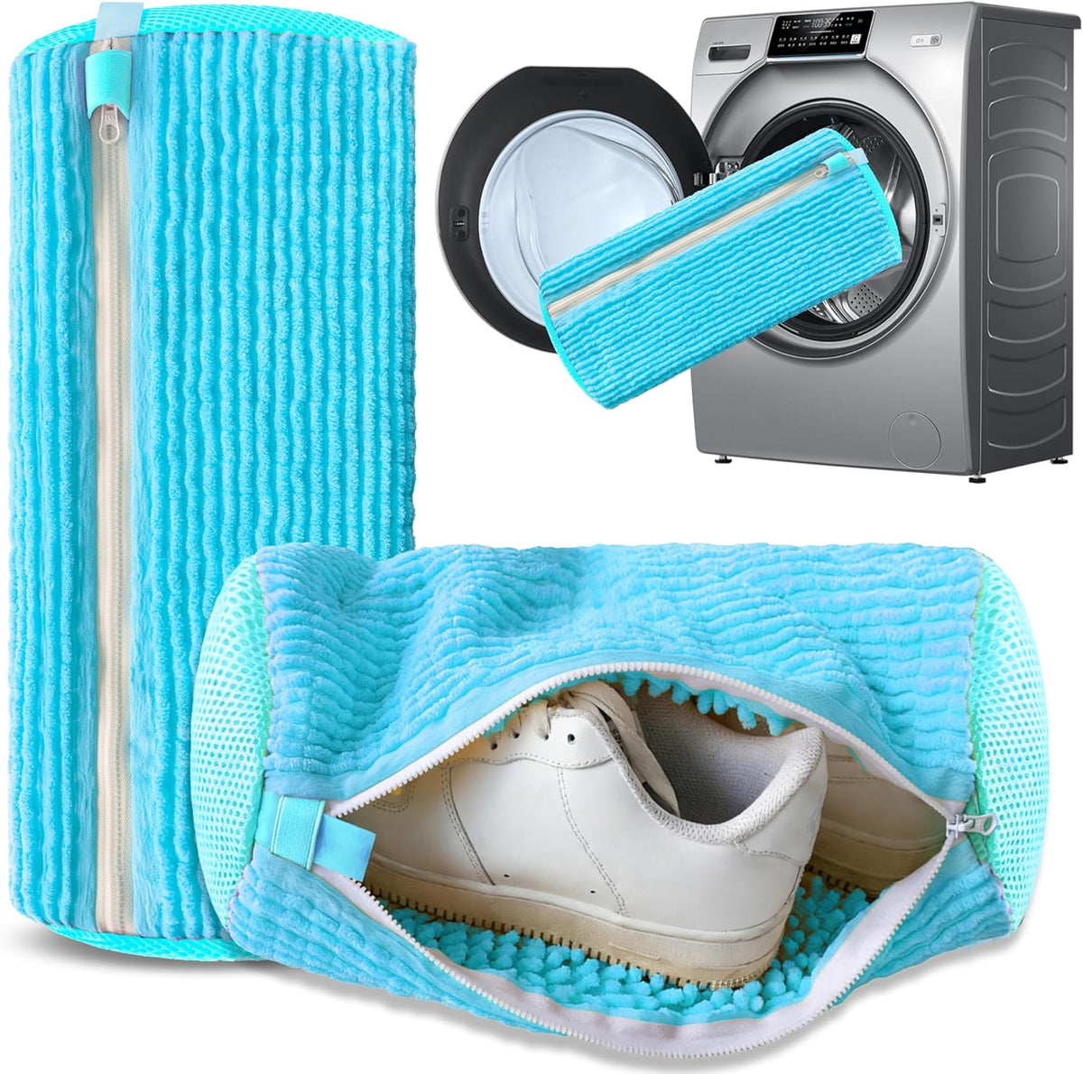 2Pcs Reusable Shoe Washing Machine Bag for Washer and Dryer:Free Up Hands, Prevent Deformation,shoe bag with Zipper Protection Design, Use for all Shoes,Sports Shoes(Yellow)