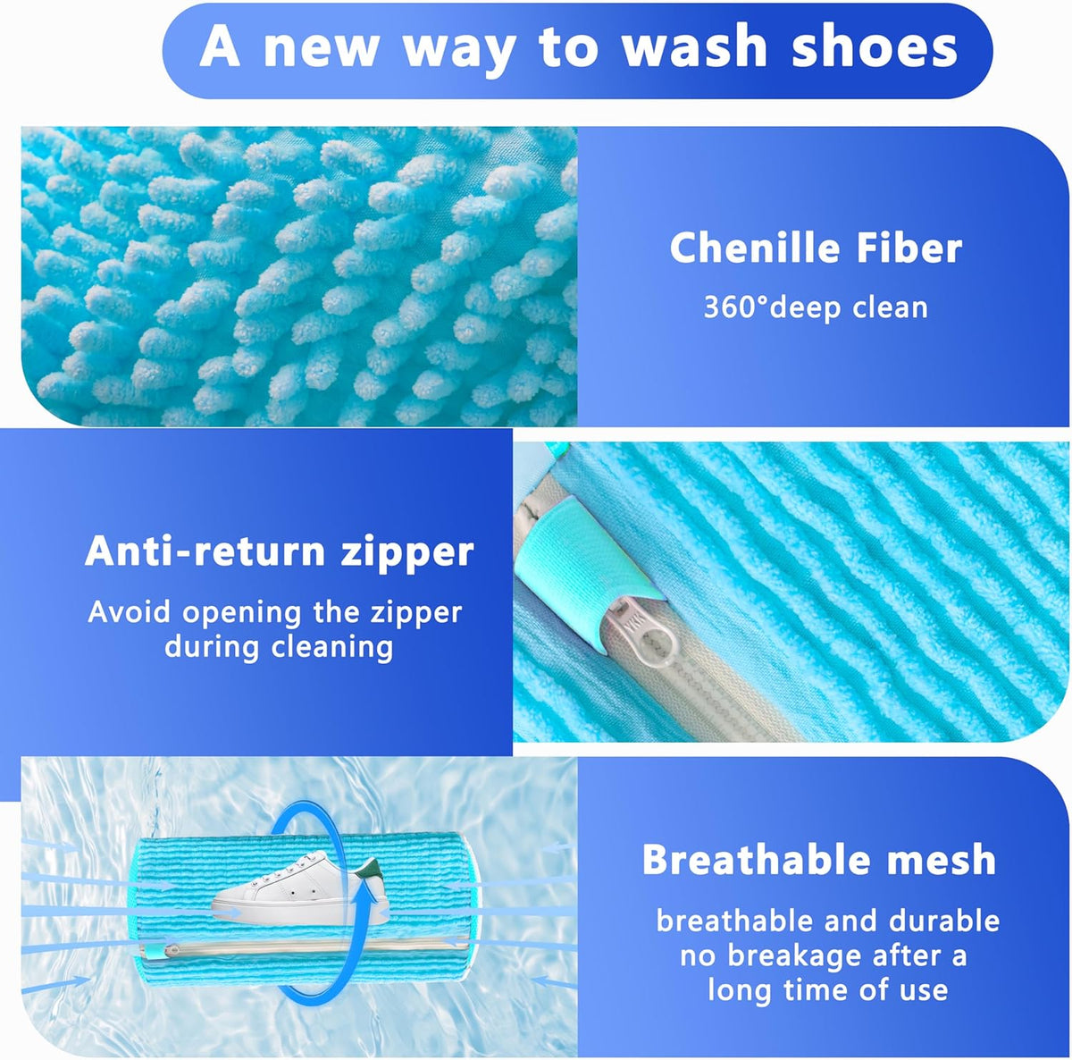 2Pcs Reusable Shoe Washing Machine Bag for Washer and Dryer:Free Up Hands, Prevent Deformation,shoe bag with Zipper Protection Design, Use for all Shoes,Sports Shoes(Yellow)