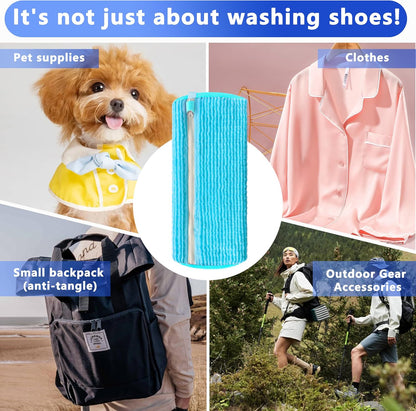 2Pcs Reusable Shoe Washing Machine Bag for Washer and Dryer:Free Up Hands, Prevent Deformation,shoe bag with Zipper Protection Design, Use for all Shoes,Sports Shoes(Yellow)
