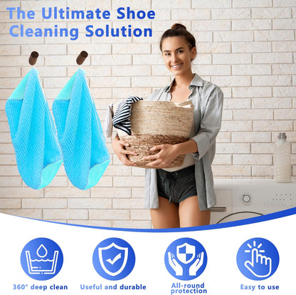 2Pcs Reusable Shoe Washing Machine Bag for Washer and Dryer:Free Up Hands, Prevent Deformation,shoe bag with Zipper Protection Design, Use for all Shoes,Sports Shoes(Yellow)