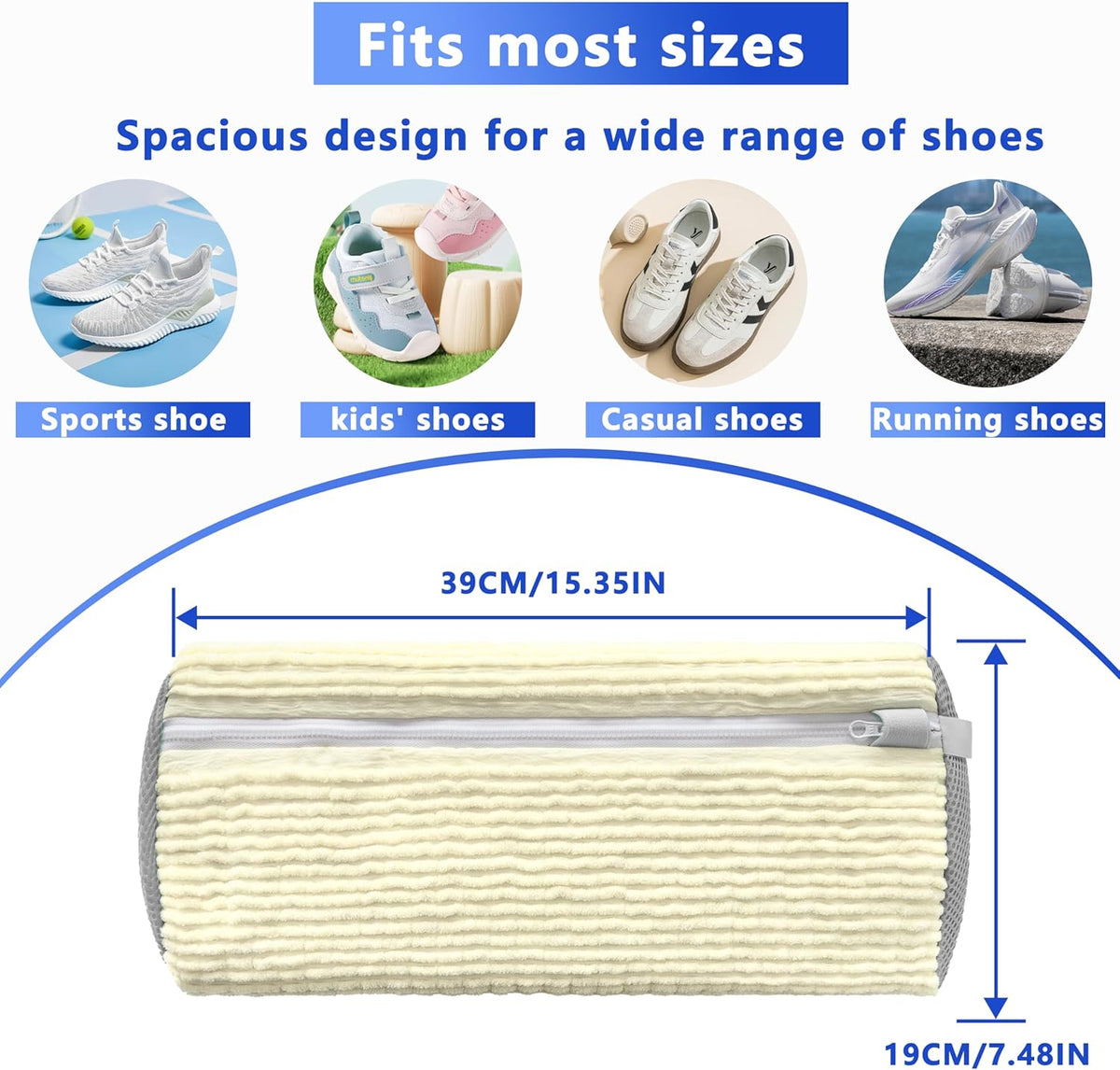 2Pcs Reusable Shoe Washing Machine Bag for Washer and Dryer:Free Up Hands, Prevent Deformation,shoe bag with Zipper Protection Design, Use for all Shoes,Sports Shoes(Yellow)