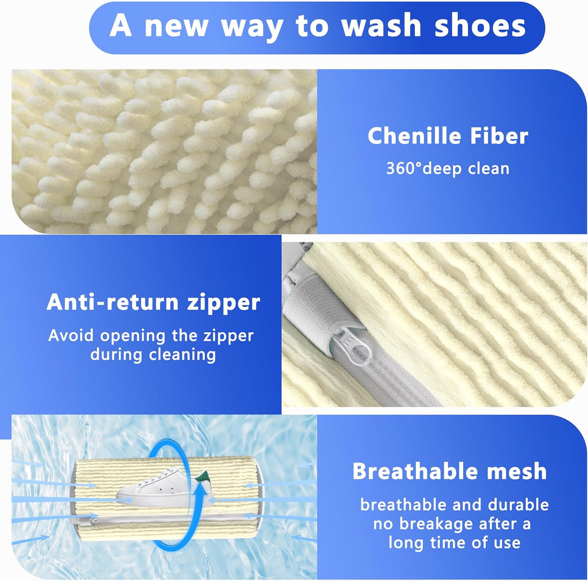 2Pcs Reusable Shoe Washing Machine Bag for Washer and Dryer:Free Up Hands, Prevent Deformation,shoe bag with Zipper Protection Design, Use for all Shoes,Sports Shoes(Yellow)