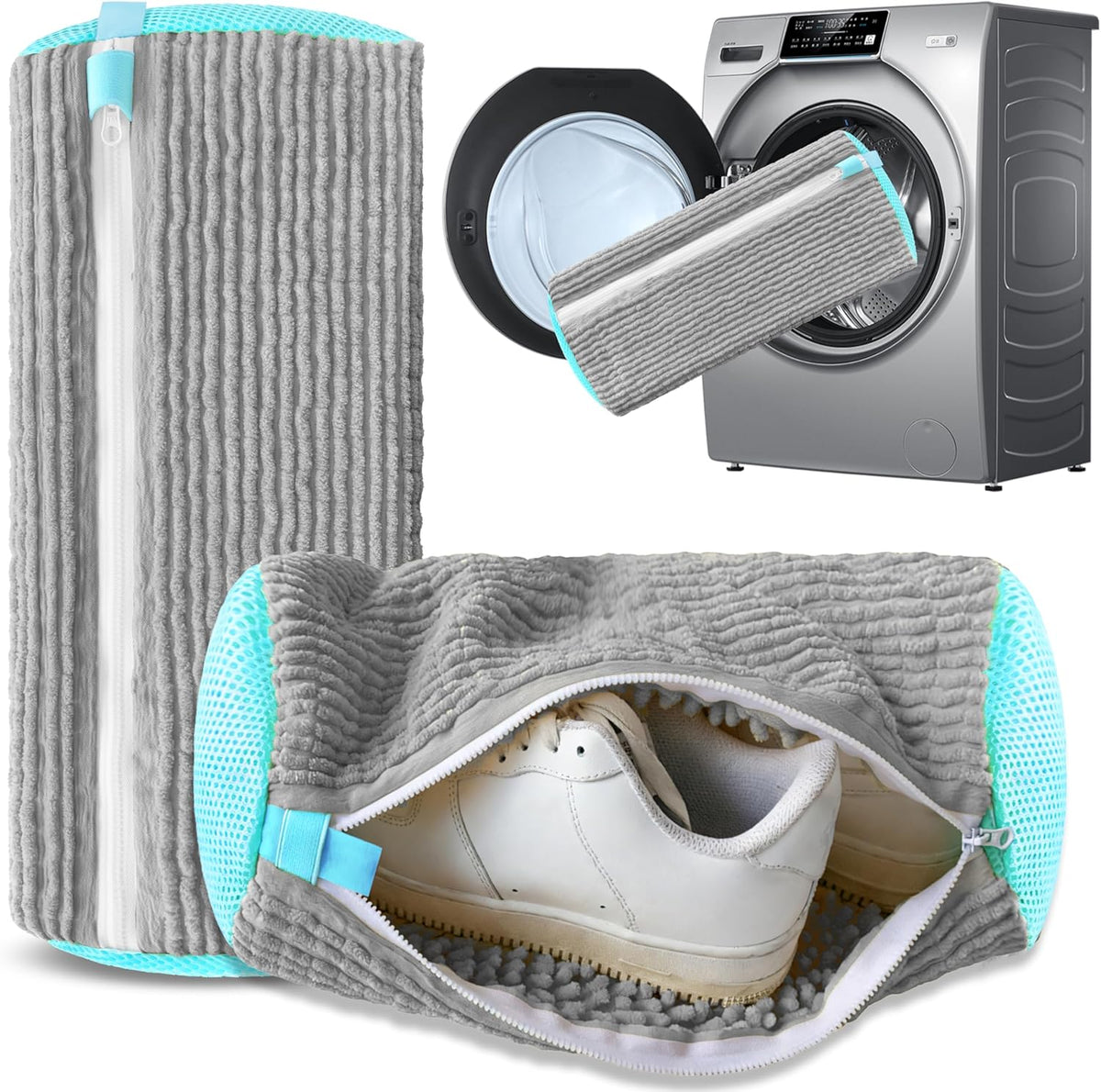 2Pcs Reusable Shoe Washing Machine Bag for Washer and Dryer:Free Up Hands, Prevent Deformation,shoe bag with Zipper Protection Design, Use for all Shoes,Sports Shoes(Yellow)