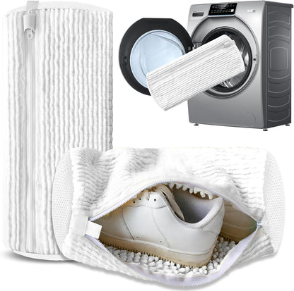 2Pcs Reusable Shoe Washing Machine Bag for Washer and Dryer:Free Up Hands, Prevent Deformation,shoe bag with Zipper Protection Design, Use for all Shoes,Sports Shoes(Yellow)
