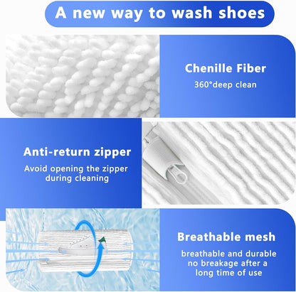 2Pcs Reusable Shoe Washing Machine Bag for Washer and Dryer:Free Up Hands, Prevent Deformation,shoe bag with Zipper Protection Design, Use for all Shoes,Sports Shoes(Yellow)