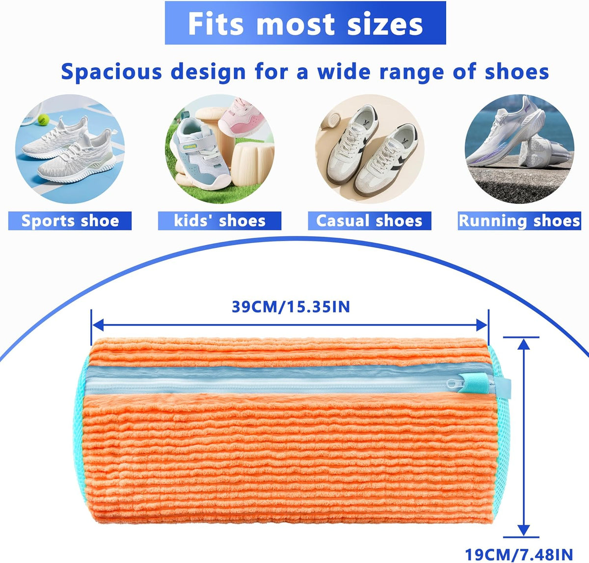 2Pcs Reusable Shoe Washing Machine Bag for Washer and Dryer:Free Up Hands, Prevent Deformation,shoe bag with Zipper Protection Design, Use for all Shoes,Sports Shoes(Yellow)