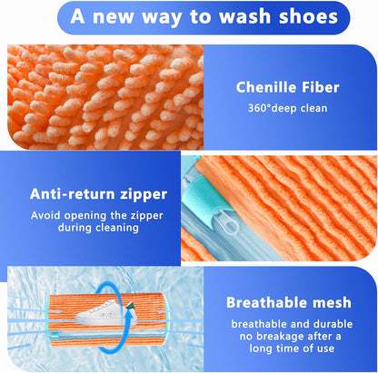 2Pcs Reusable Shoe Washing Machine Bag for Washer and Dryer:Free Up Hands, Prevent Deformation,shoe bag with Zipper Protection Design, Use for all Shoes,Sports Shoes(Yellow)
