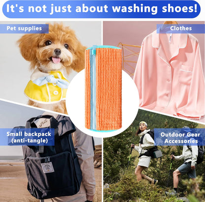 2Pcs Reusable Shoe Washing Machine Bag for Washer and Dryer:Free Up Hands, Prevent Deformation,shoe bag with Zipper Protection Design, Use for all Shoes,Sports Shoes(Yellow)