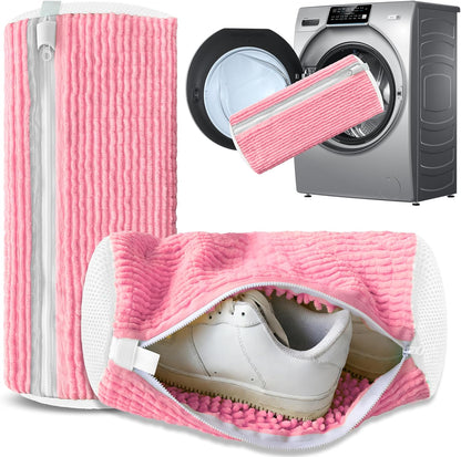 2Pcs Reusable Shoe Washing Machine Bag for Washer and Dryer:Free Up Hands, Prevent Deformation,shoe bag with Zipper Protection Design, Use for all Shoes,Sports Shoes(Yellow)