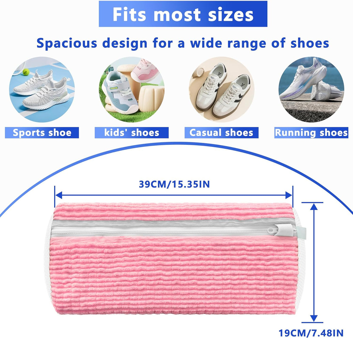 2Pcs Reusable Shoe Washing Machine Bag for Washer and Dryer:Free Up Hands, Prevent Deformation,shoe bag with Zipper Protection Design, Use for all Shoes,Sports Shoes(Yellow)