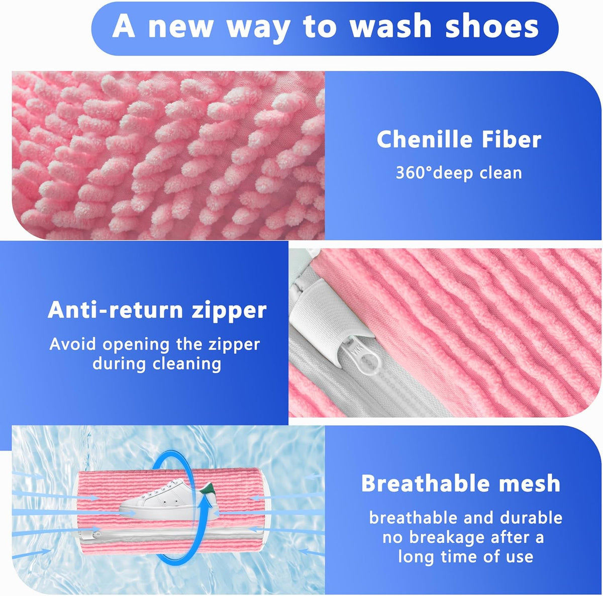 2Pcs Reusable Shoe Washing Machine Bag for Washer and Dryer:Free Up Hands, Prevent Deformation,shoe bag with Zipper Protection Design, Use for all Shoes,Sports Shoes(Yellow)