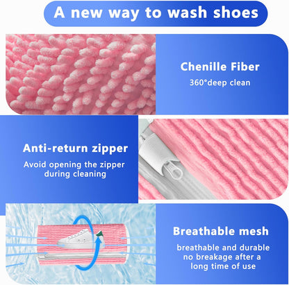 2Pcs Reusable Shoe Washing Machine Bag for Washer and Dryer:Free Up Hands, Prevent Deformation,shoe bag with Zipper Protection Design, Use for all Shoes,Sports Shoes(Yellow)