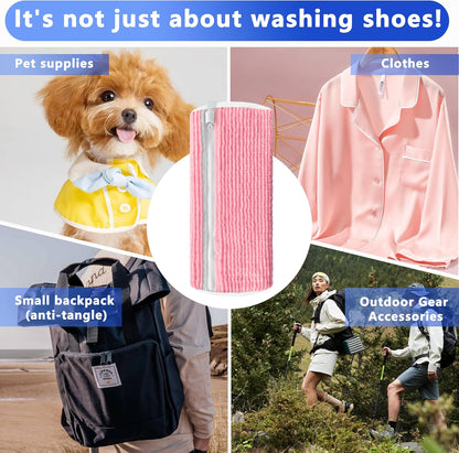 2Pcs Reusable Shoe Washing Machine Bag for Washer and Dryer:Free Up Hands, Prevent Deformation,shoe bag with Zipper Protection Design, Use for all Shoes,Sports Shoes(Yellow)