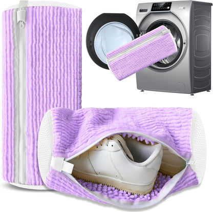 2Pcs Reusable Shoe Washing Machine Bag for Washer and Dryer:Free Up Hands, Prevent Deformation,shoe bag with Zipper Protection Design, Use for all Shoes,Sports Shoes(Yellow)