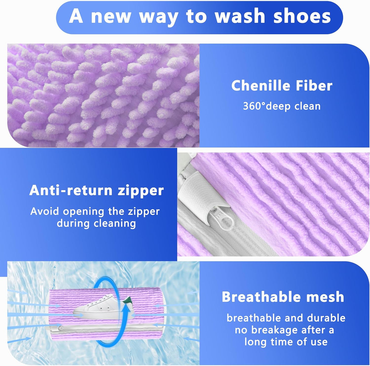 2Pcs Reusable Shoe Washing Machine Bag for Washer and Dryer:Free Up Hands, Prevent Deformation,shoe bag with Zipper Protection Design, Use for all Shoes,Sports Shoes(Yellow)