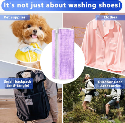 2Pcs Reusable Shoe Washing Machine Bag for Washer and Dryer:Free Up Hands, Prevent Deformation,shoe bag with Zipper Protection Design, Use for all Shoes,Sports Shoes(Yellow)