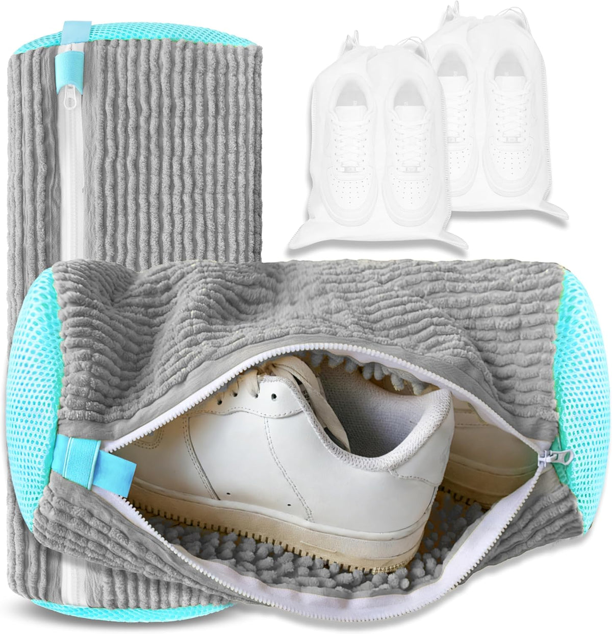 2Pcs Reusable Shoe Washing Machine Bag for Washer and Dryer:Free Up Hands, Prevent Deformation,shoe bag with Zipper Protection Design, Use for all Shoes,Sports Shoes(Yellow)