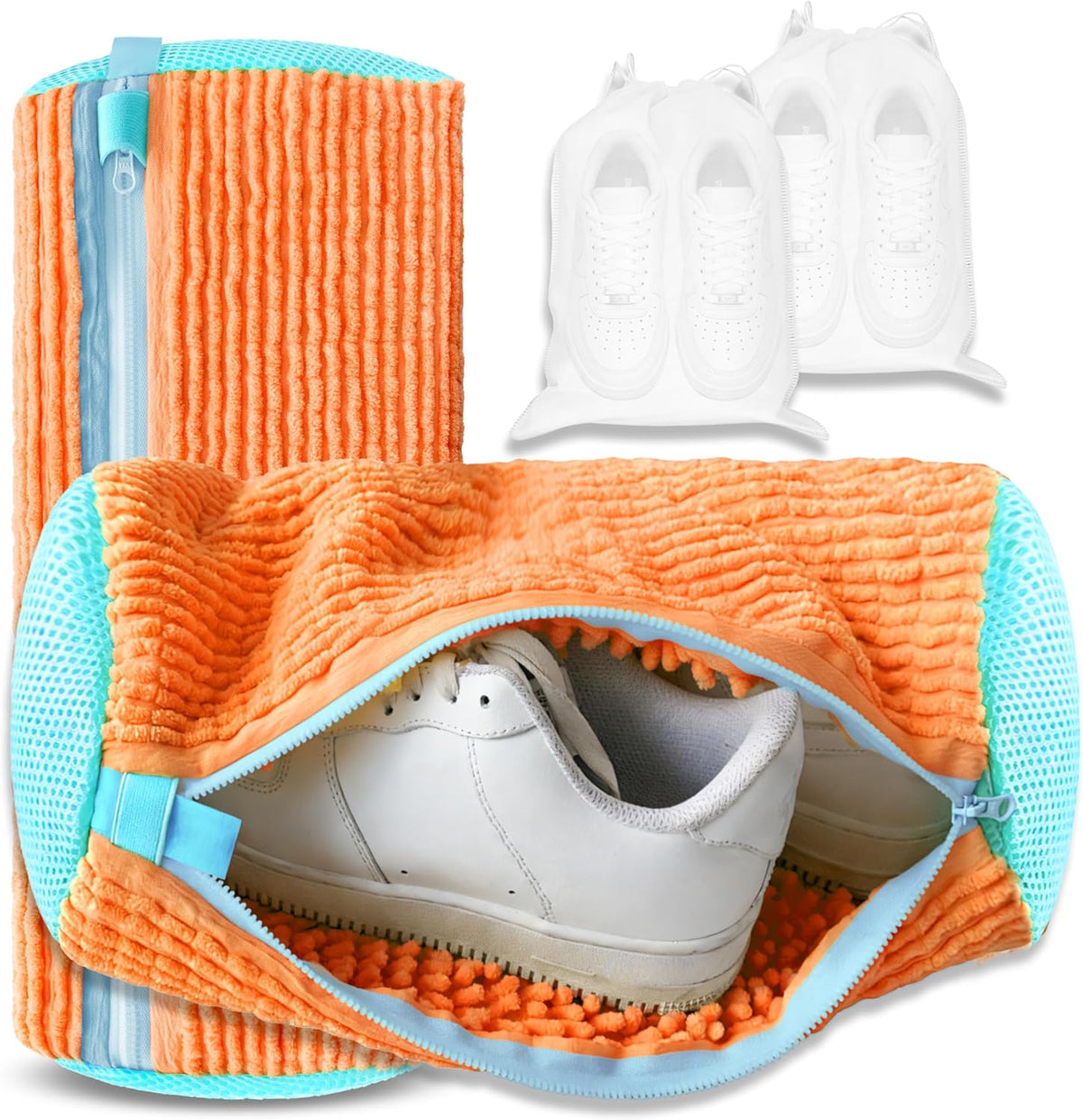 2Pcs Reusable Shoe Washing Machine Bag for Washer and Dryer:Free Up Hands, Prevent Deformation,shoe bag with Zipper Protection Design, Use for all Shoes,Sports Shoes(Yellow)