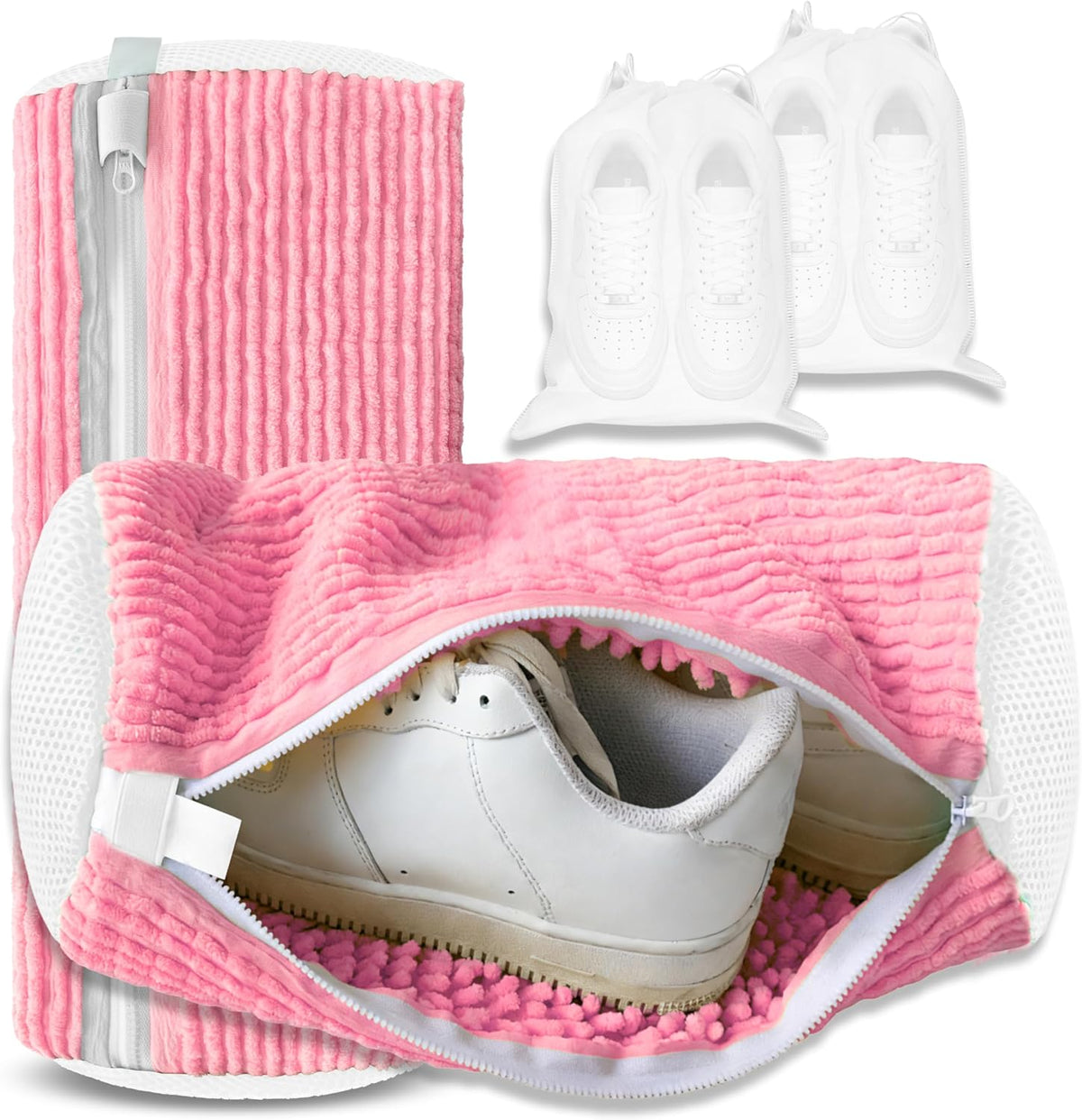 2Pcs Reusable Shoe Washing Machine Bag for Washer and Dryer:Free Up Hands, Prevent Deformation,shoe bag with Zipper Protection Design, Use for all Shoes,Sports Shoes(Yellow)