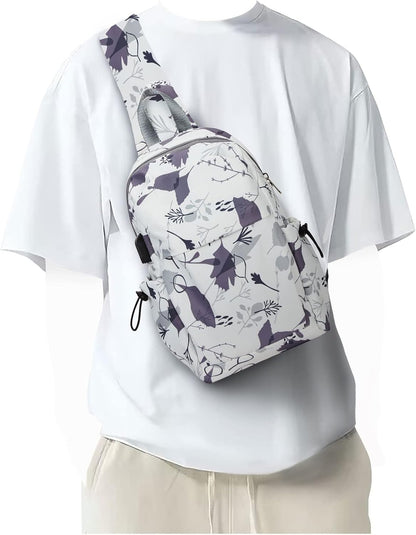 Sling Crossbody Bag for Men Women, Tactical Backpack Shoulder Daypack Mini Anti-Theft Motorcycle Chest Bags, Small One Strap Backpack for Casual Travel Hiking Outdoor Sports Off White