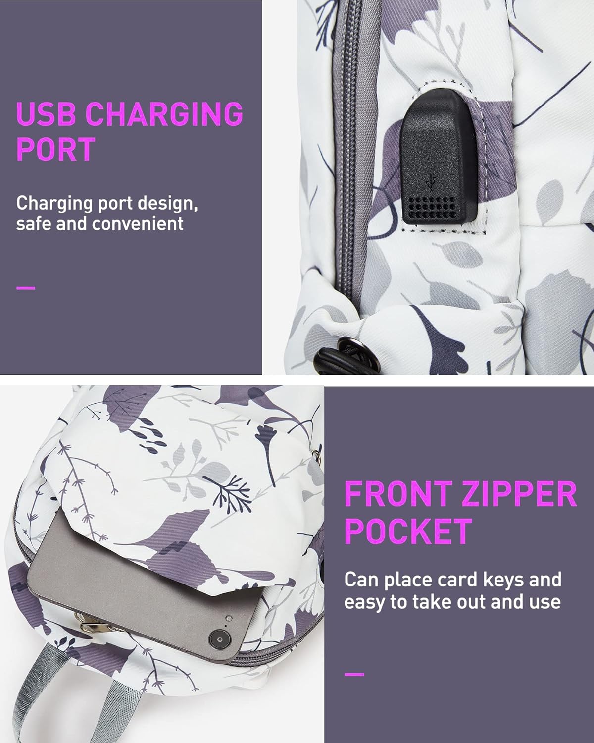Sling Crossbody Bag for Men Women, Tactical Backpack Shoulder Daypack Mini Anti-Theft Motorcycle Chest Bags, Small One Strap Backpack for Casual Travel Hiking Outdoor Sports Off White