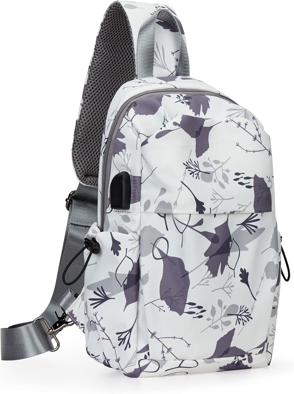 Sling Crossbody Bag for Men Women, Tactical Backpack Shoulder Daypack Mini Anti-Theft Motorcycle Chest Bags, Small One Strap Backpack for Casual Travel Hiking Outdoor Sports Off White