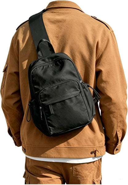 Sling Crossbody Bag for Men Women, Tactical Backpack Shoulder Daypack Mini Anti-Theft Motorcycle Chest Bags, Small One Strap Backpack for Casual Travel Hiking Outdoor Sports Off White