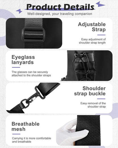 Sling Crossbody Bag for Men Women, Tactical Backpack Shoulder Daypack Mini Anti-Theft Motorcycle Chest Bags, Small One Strap Backpack for Casual Travel Hiking Outdoor Sports Off White